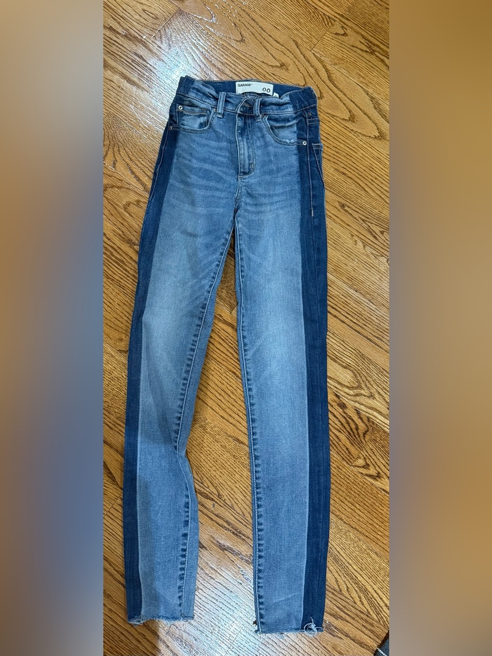 Garage Two-Tone Blue Skinny Jeans with Dark Side Panels
